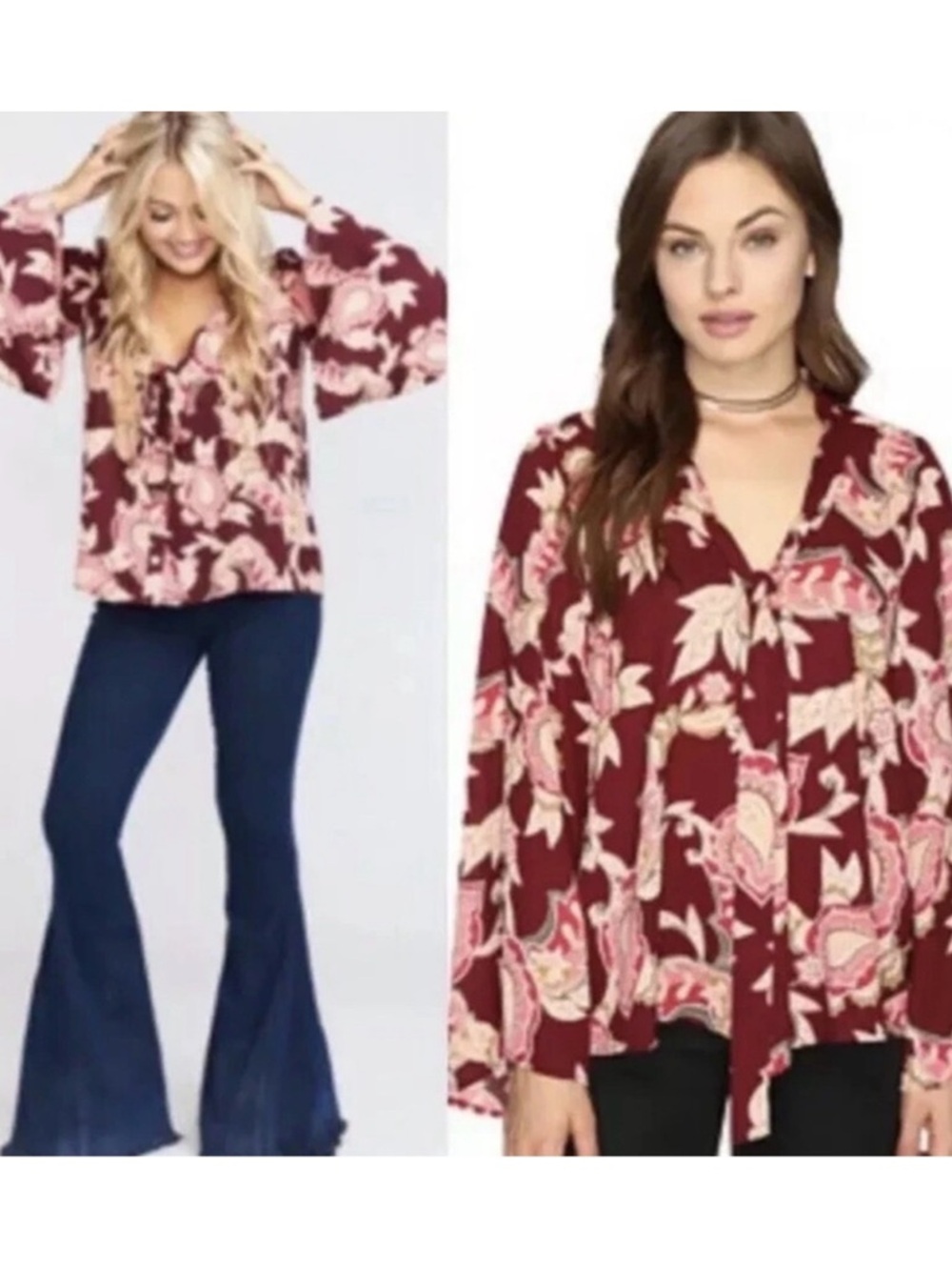 Show Me Your Mumu Brynn Blouse Vino Vine, Sz S